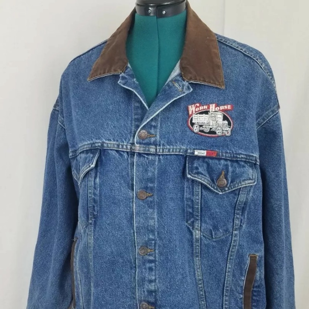 Denim Jean Jacket Texas Wear Large Stone Wash USA